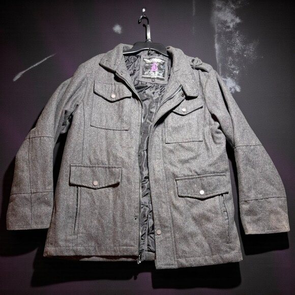 Brave Soul Mens Black Label Wool Blend Jacket Large Gray - Picture 1 of 6